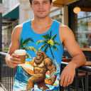 RAISEVERN Mens Tank Tops Summer Sleeveless Tee Cool Workout T-Shirts Beach Novelty Undershirts (X-Large, Blue Brown Green)