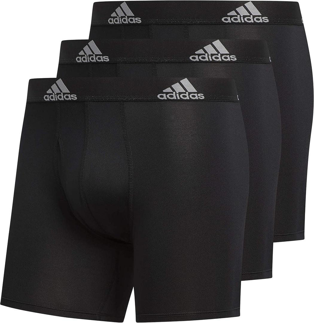 adidas Men's Microfiber Boxer Briefs Underwear Multipack  Athletic, Moisture Wicking, Stretch Fit & Tagless (Medium, Black/Light Onix Grey/P)