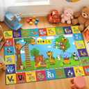 Upgrade Ultra Non Slip Kids ABC Rug for Kids Playroom  3x5 Washable Alphabet Educational Learning Play Mat for Toddlers Baby, Colorful Carpet with Animals for Nursery, Classroom & Bedroom, 36"x60"