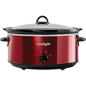 Crock-Pot Large 7 Quart Capacity Versatile Electric Food Slow Cooker Home Cooking Kitchen Appliance with Removable Ceramic Bowl, Red