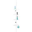 4 Tier Tension Pole Shower Caddy Plastic Corner Pole Adjustable Shelves 5-8ft White