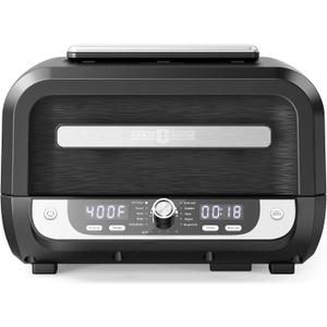 Paris Rhne Smokeless Indoor Grill & Air Fryer Combo, 12-in-1, Grill, Griddle, Air Fry, Broil, Bake, Crisp, Roast, Dehydrate, and more, Dual Heating Elements, Smart Thermostat, Easy Knob Control, 15.74*15.59*10.70 inches