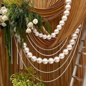 Arrowbash Wedding Pearl Decoration Garland Ornament Large Pearls Ball Faux Pearl Beads Hanging Strings for Wedding Bridal Shower Engagement Party Home Stairway Decoration 14.7ft x 70mm, 9.7ft x 14mm