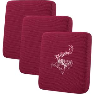 hyha Waterproof Couch Cushion Covers for Pets, Non Slip Sofa Seat Cover for Dogs Washable, Soft Thick Stretch Jacquard Fabric, Sofa Slipcovers with Elastic Bottom (3 Pieces, Wine Red)