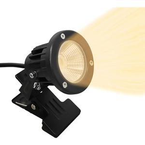 Kiven Portable Outside Spotlight with Spring Clamp and Timer Function, 5W 3000k Warm White Clip On Outdoor Light with Plug-in Cord for Yard Step Wall Lighting, Trees, Fences,doorways, Pool