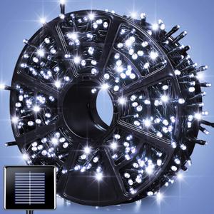 JMEXSUSS 600 LED Solar Christmas Lights Outdoor Waterproof, 206.7ft White Solar Lights Outdoor, 8 Modes White String Light for Yard Patio Tree Gardens Wedding Party Christmas Decor