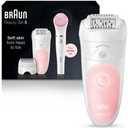 Braun SE5-895 Epilator, Hair Removal Device, Epilator for Women, Includes Shaver and Facial Cleansing Exfoliator Brush Attachments, Waterproof, Cordless and Rechargeable