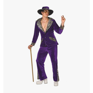 Morph Purple Pimp Costume For Men, Mens Pimp Daddy Costume, Purple Outfit for Men, Halloween Dress Up Standard, Size L