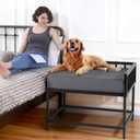 BALAPET Stable Beside Dog Bed and Mattress Set, Beside Dog Bunk Beds for Large Dogs,Metal Bed Frame with Removable Cushion,Dogs Bed Attachment to Human Bed for Small, Medium & Large Breeds(Medium)
