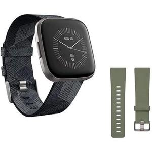 Fitbit Versa 2 Special Edition Health and Fitness Smartwatch with Heart Rate, Music, Alexa Built-In, Sleep and Swim Tracking, Smoke Woven/Mist Grey, One Size (S and L Bands Included)