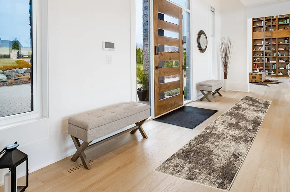 ShadesU Custom Size Abstract Design Non-Slip Hallway Runner Rug Carpet Low-Pile 0,3" Non Slip Backed (Brown Color, 31inch Wide x 9ft Length)