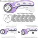Rotary Cutter Set lavender - Quilting Kit incl. 45mm Rotary Cutter, 5 Replacement Blades, A2 Cutting Mat, Acrylic Ruler and Craft Clips - Ideal for Crafting, Sewing, Patchworking, Crochet & Knitting