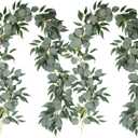 RECUTMS 2Pack Artificial Eucalyptus Garland with Willow Leaves 6Feet Fake Hanging Plant Silk Eucalyptus Willow Leaves Ivy Garland Faux Greenery for Indoor Outdoor Wedding Party Home Table Arch Decor