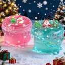 2 x Pink and Green Christmas Crystal Slime 2pack for Kid Christmas Stocking Slime for Kids - Toys Slime Kit Xmas Gifts for Classroom Rewards TeensGirls Boys 4-10 Kids Year Old and Adults