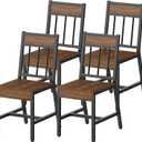 YATINEY Dining Chairs Set of 4, Kitchen Chairs with Metal Frame, Slanted Back, Industrial Dining Chair Set, for Kitchen, Living Room, Dark Walnut and Black CY03L4BH, 14.6"D x 14.6"W x 36.2"H