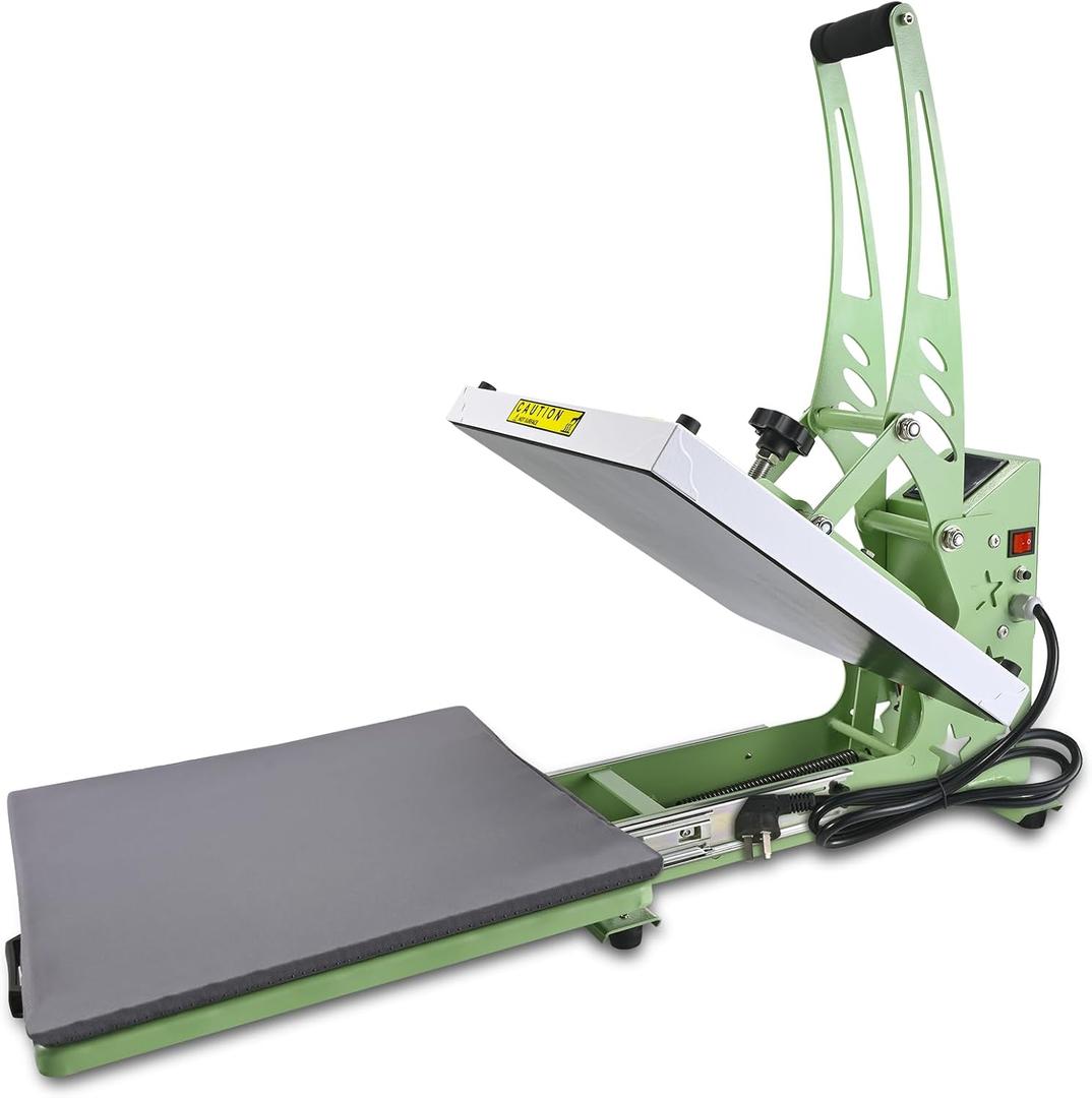 CoolSub Heat Press 15x15 Slide Out Heat Press Machine, Industrial Digital Heat Transfer Machine Sublimation for T-Shirt Green White