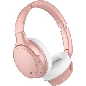 INFURTURE H1 Plus Doubly Fed Hybrid Active Noise Cancelling Headphones with EQ ModeWireless Over Ear Bluetooth Headphones with 4 Microphone, 90H Playtime,Lightweight for Home Travel Office (Pink)