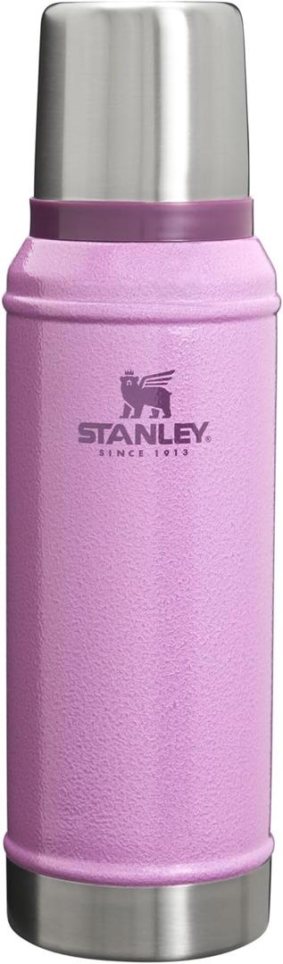 Stanley Classic Legendary Vacuum Bottle 1.0 qt | Wide Mouth with Leakproof Cup Lid | Keep Drinks Hot or Cold | Packable for Travel | Insulated Stainless Steel Thermos | BPA-Free | Hammertone Lilac