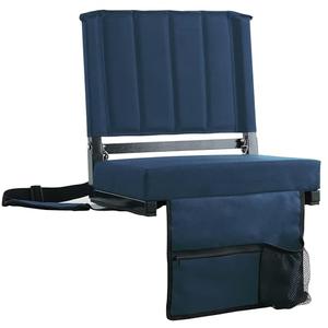 SPORT BEATS Stadium Seats with Back Support Bleacher Chairs with Back and Cushion Thick Padded Bleacher Seats Includes Shoulder Strap Navy Blue 2pcs Regular - 17" W x 12" D x 16.5" H