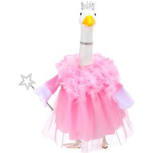 Outus Princess Goose Outfits 23inch Pink Tutu Skirt for Porch Goose Funny Geese Cloth for Princess Birthday Party Summer Baby Shower Wedding Yard Garden Outdoor Decor