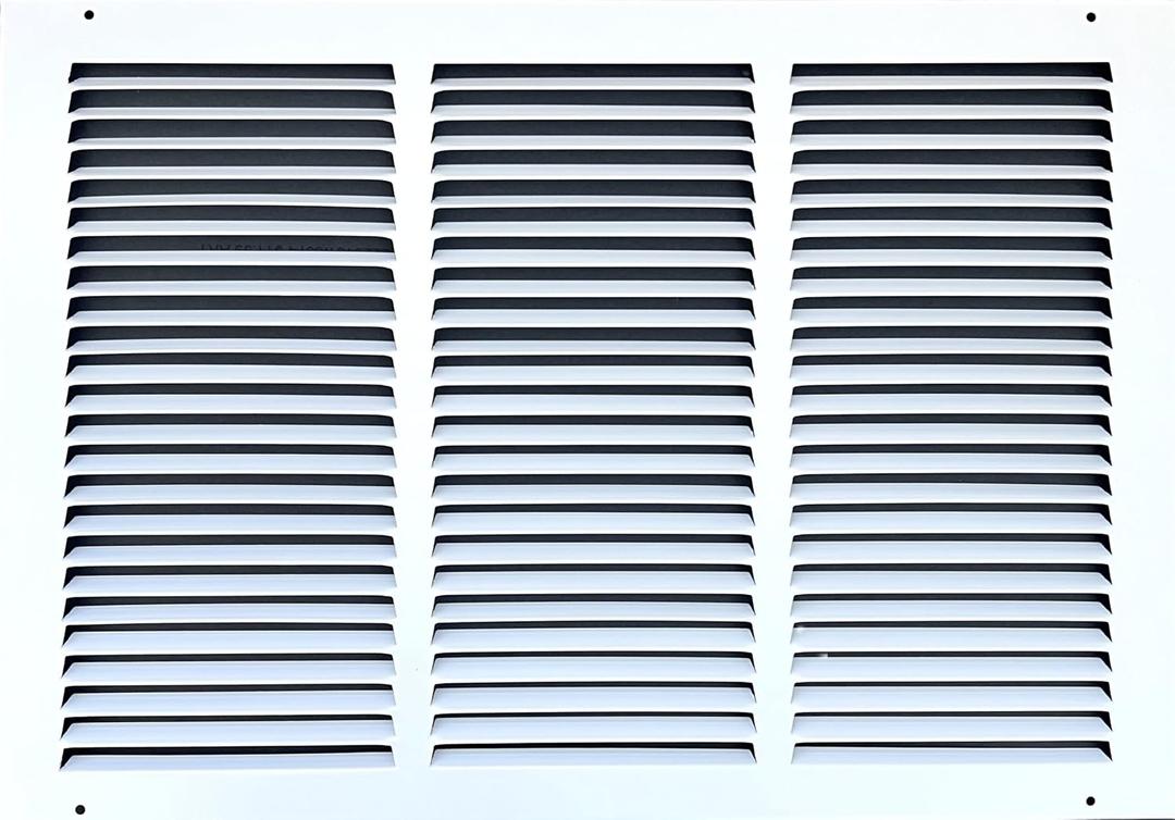 Fits 18x12 Duct Opening Stamped Steel Return Air Grille Vent Cover Grille for Sidewall and Ceiling in White Surface Dimensions: 19.75"W X 13.75"H (18" W x 12" H Duct Opening)
