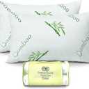 OMEO 2 Pack Standard Size Rayon Derived from Bamboo Pillow for Sleeping Shredded Memory Foam Bed Pillows for Side, Back and Stomach Sleepers, Soft, Cooling, Adjustable and Washable Cover 20" x 26"