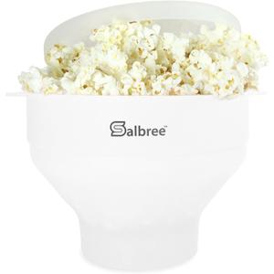 The Original Salbree Collapsible Silicone Microwave Popcorn Popper Maker Machine, Microwavable Bowl Holds 16 Cups, Uses Hot Air and Oil Always Optional - (White)