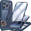 Miracase Magnetic for iPhone 17 Pro Case 6.3" [Compatible with MagSafe] Full-Body Phone Case with Built-in Glass Screen Protector & Camera Control, Drop Proof iPhone 17 Pro Cover, Dark Blue