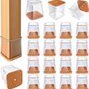 24 Pcs Chair Leg Floor Protectors for Hardwood Floors Square Silicone Covers to Protect Wood Tile Floors Felt Pads Furniture Leg Caps Anti-Scratch Reduce Noise (Fit:3/4" to 1")