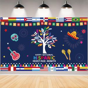 Hispanic Heritage Month Decorations,Latin American Photo Booth Banner,National Spanish Background for Photography Party Decorations and Supplies for Home Classroom Decor-71x43 inch (Multicolor 02)