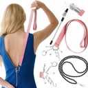 FEFURS Zipper Helper Pull for Dresses 2 Pack Zipper Puller Helper with 5 Different Types Hooks Dress Zipper Pull Helper Assistant for Elderly and Pregnant Women(Pink)