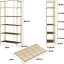 5-Tier Wider Foldable Bookshelf, Gold Frame & Walnut Shelves