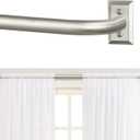 TANGWIN Nickel Wrap Around Curtain Rods 72 to 144 Inch:Blackout Heavy Duty Adjustable Long Window Curtain Rod Room Darkening,Modern Decorative Curved French Metal Drapery Rod Easy Install,Satin Nickel