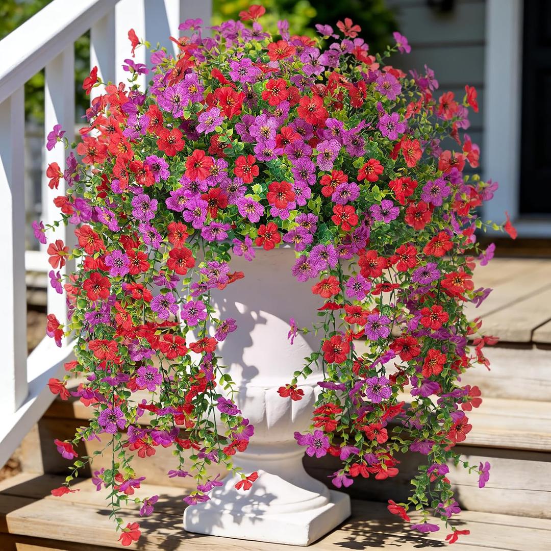 Hrobek Fake Artificial Hanging UV Resistant Flowers for Outdoors Decoration | 2 PCS Faux Flowers for Outdoor Planters, Fake Plants Look Real Daisy No Fade Decor for Porch Home Patio Balcony and Yard