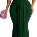 Memoriesea Women's Elegant Sleeveless Deep V Neck Bodycon Party Evening Gown Maxi Dress (Green, Small)
