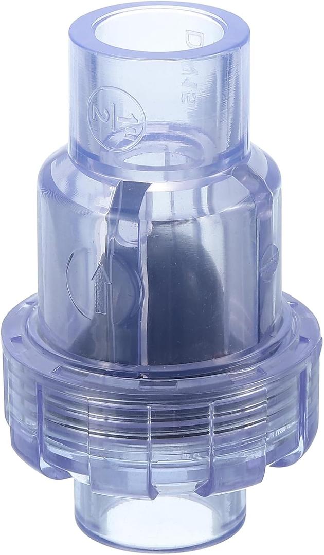 uxcell UPVC Check Valve, 20mm ID Single Union Check Valve Fit 1/2" OD Pipe DN15 Slip Swing No-return Valve for Backflow Prevention, Clear