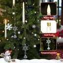 16 PCS Christmas Tree Candle Lights with Acrylic Snowflakes + Diamonds Flameless LED Taper Candles with Remote for Xmas Party Decor (16 Pcs, Ivory)