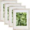 SESEAT 11x14 Frames Pack of 4,Display Pictures 8x10 with Mat or 11x14 Without Mat,Wall Mounting, Distressed White