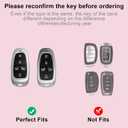 Compatible with Hyundai key fob cover with Keychain, Car Accessories Key Shell for 2023 2022 2021 2020 Hyundai Sonata Santa fe Tucson, 5 Buttons,Silver Clear