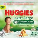 Huggies Extra Large Baby Wipes, Unscented, 5 Flip-Top Packs, 210 XL Wipes Total