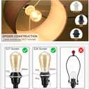PATIKIL Drum Lamp Shades for Table Lamps 12"x12"x8" Linen Lampshade Set of 2 Easy Assembly Lamp Shade with E27 to E26/E14 Adapters for Floor Lamps Bedside Lamps, White (1.65" Spider)