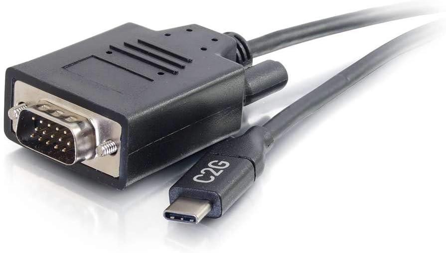 C2G USB C Cable, USB C to VGA, Video Adapter Cable, 1 Foot (0.3M), Cables to Go 26898, Black