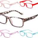 Gaoye Reading Glasses Blue Light Blocking, Spring Hinge Readers for Women Anti Glare Filter Lightweight Eyeglasses (5-Pack Mix Color 2, 1.25)