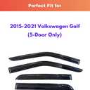 KPY Rain Guards Fit for 2015-2021 Volkswagen Golf, Out-Channel Window Visors Vent Wind Deflectors 4PC, Car Accessories for 15-21 VW Golf (5-Door Only)
