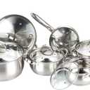 Heim Concept Cookware Set W-001 12-Piece Stainless Steel Pots and Pans Set, Kitchen Cooking Set with Glass Lid