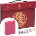 Yellow Mountain Imports Chinese Mahjong Set - Rouge Harmony - with 146 Medium Tiles, Red Vinyl Case, Wind Indicator and Dice - for Chinese Style Gameplay Only [ ]