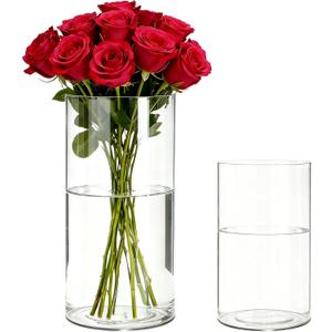 2 Pack Acrylic Cylinder Vases, Non-breakable Vase for Centerpieces, 8,14 inch Tall Clear Flower Vase Bulk Floating Candle Holder for Wedding Table Home Decor