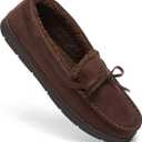 Fruit of the Loom Men's Fruit of the Loom Men's Moccasin, Indoor/Outdoor Slipper, Memory Foam (Brown), L 11-12