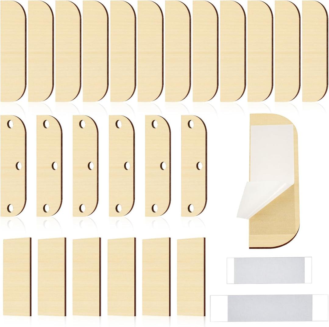 MorningRo 24 Set 3. 5 Inch Hinge Repair Wooden Plate Door Hole Spacers Cover Plate Hinge Filler Wood Repair Kit Door Shim Bulk Kitchen Cabinet Hinges Cabinet Blank with 56 Double Sided Tape(Log)