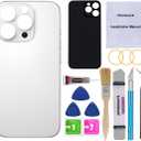 OEM Rear Back Glass Replacement for iPhone 16 Pro 6.3-inches with Reparing Tool Kit and Pre-Installed Adhesive (White Titanium)